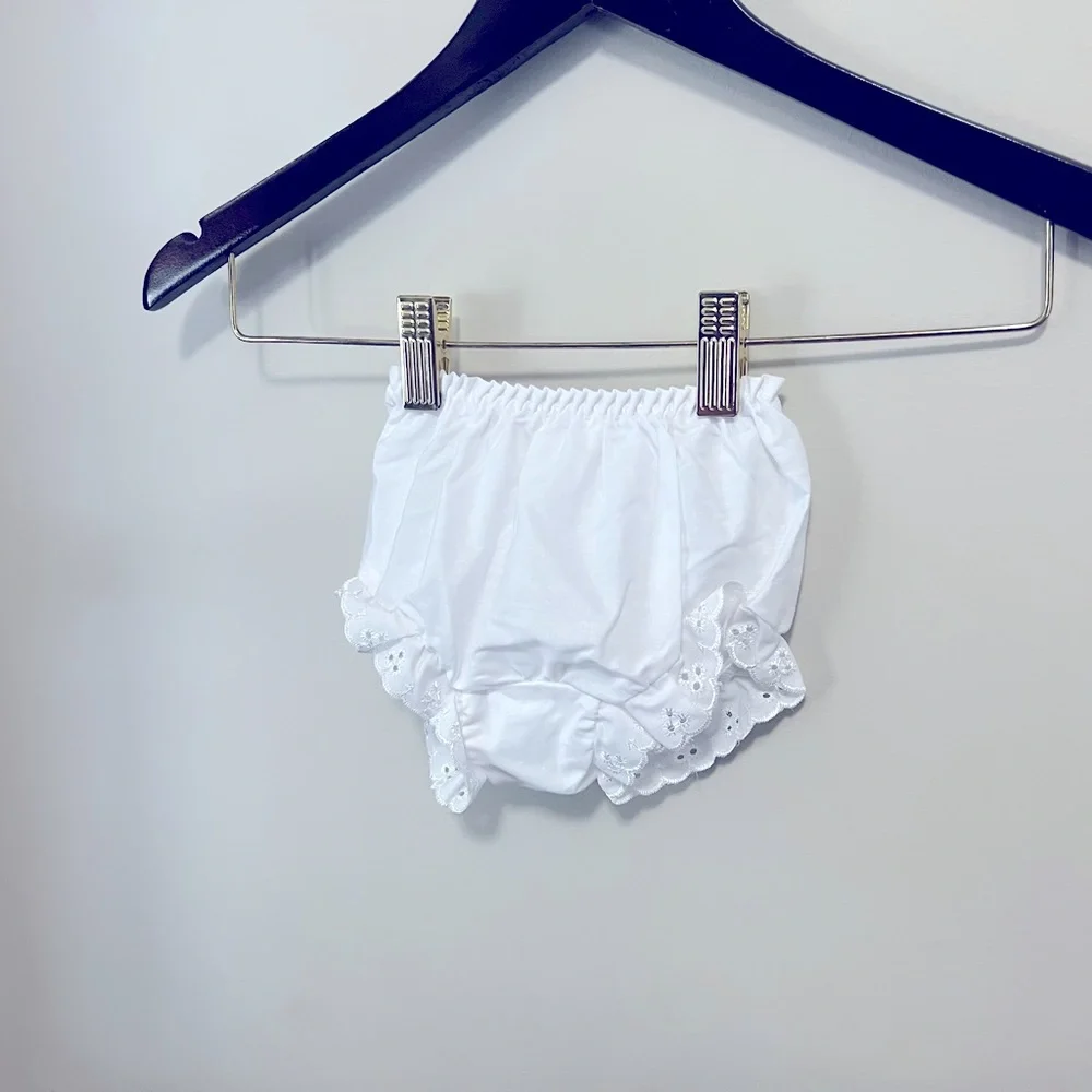 Three White Little Girl Bloomers-Diaper Cover. NEW without tag.